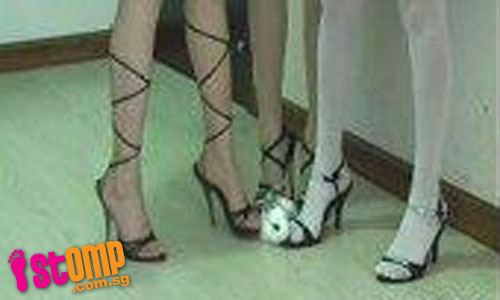 Chinese femdom green high heels photos